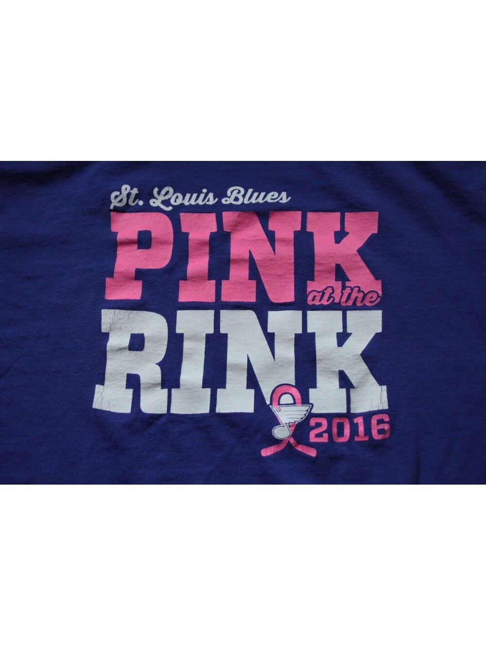 St. Louis Blues Pink at the Rink Night 2016 T-Shirt NHL Hockey XL Distressed